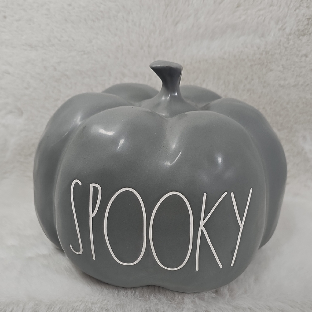 Rae Dunn Gray Spooky Pumpkin 7" x 9"